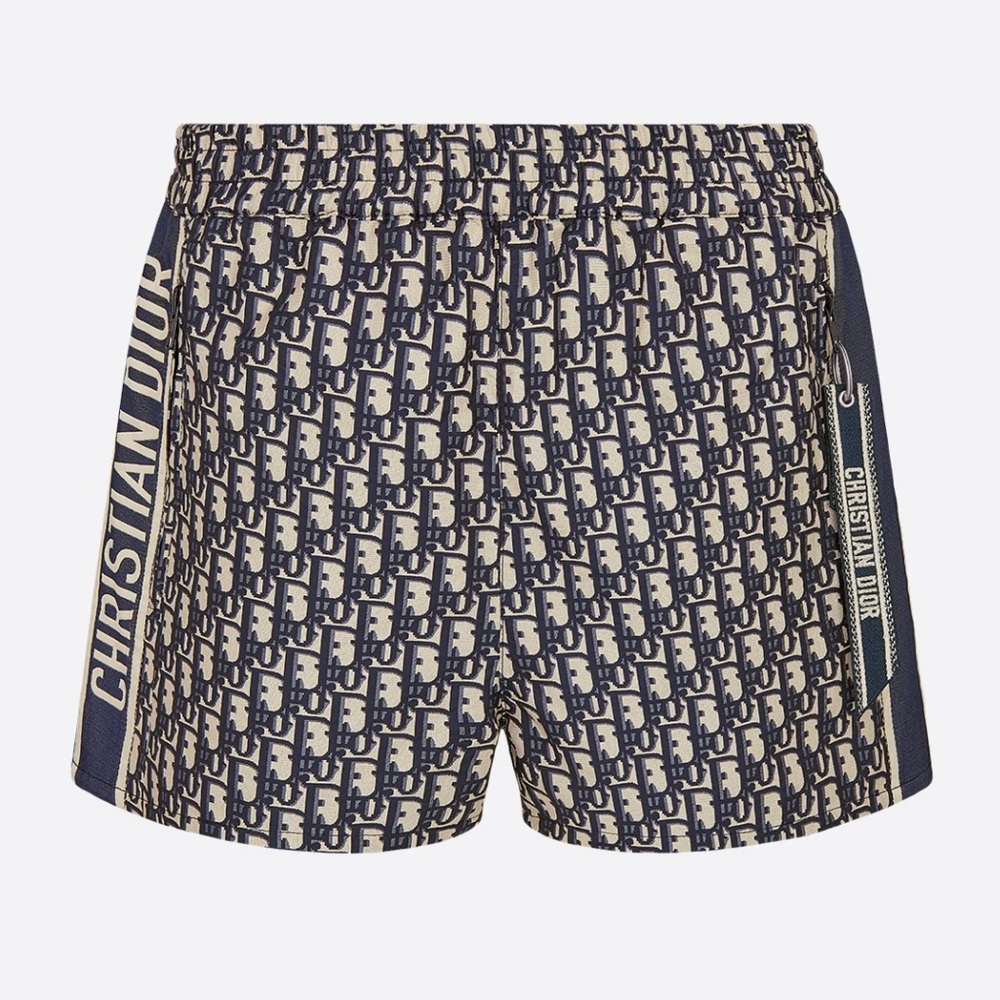 Christian Dior Technical Taffeta Jacquard Oblique Short Blue
